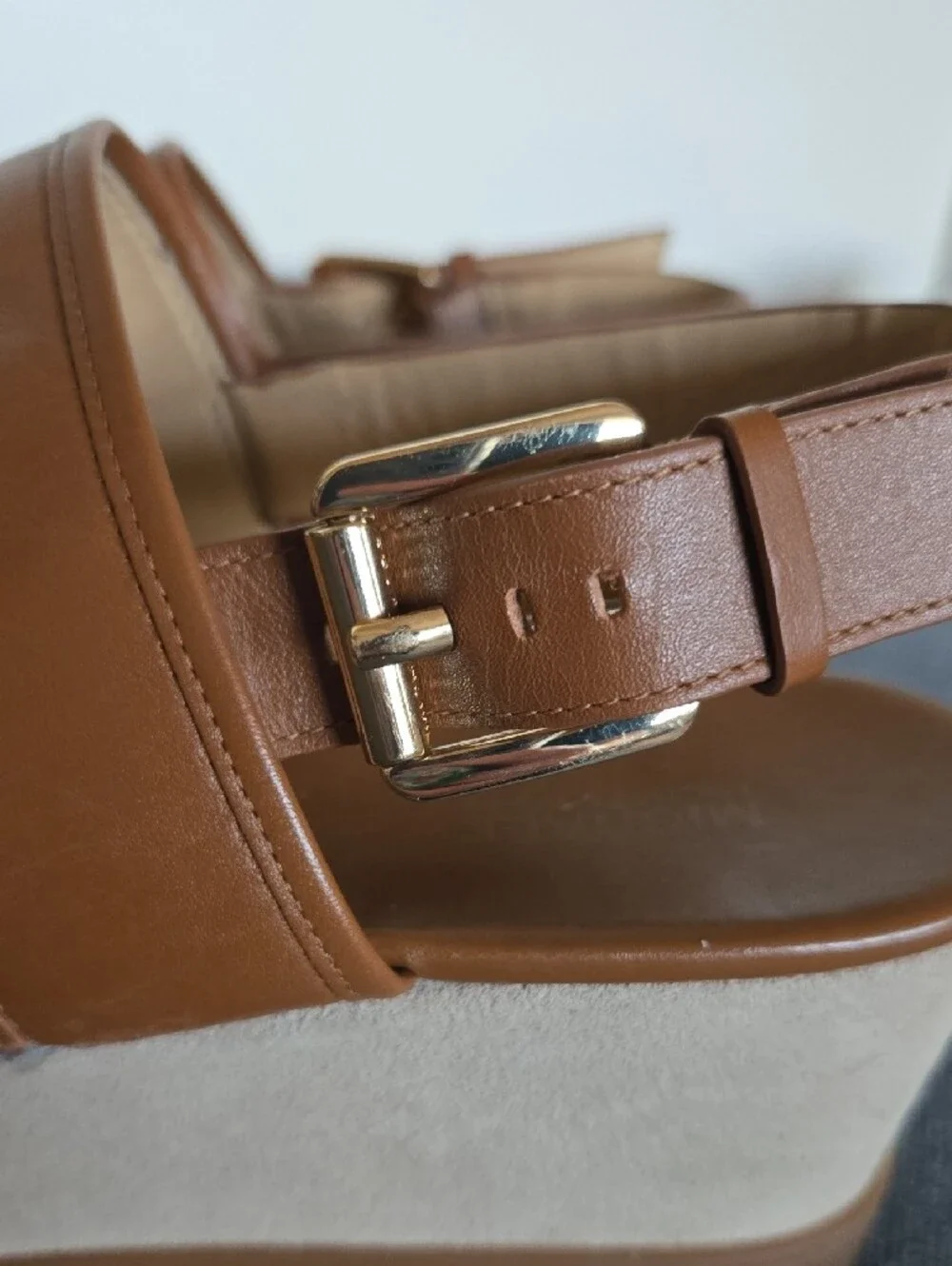 Michael Kors Women's Tan Platform Leather Sandal Wedge